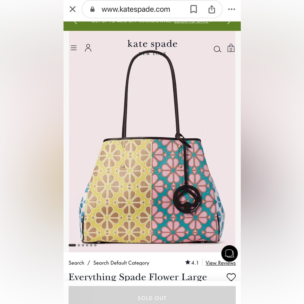 Authentic Kate Spade Spade Flower Raffia Everything Ext. Large Tote Bag Wristlet